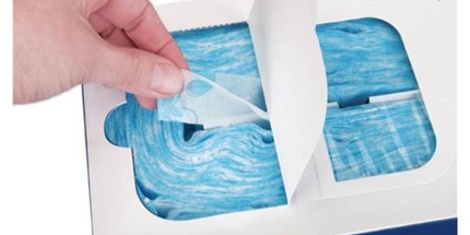 Hager Disposa-Bib Single-Use Bib Holders, Blue floral, box of 200