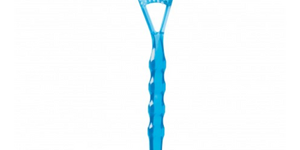 Tong-Clin Delux tongue cleaner with Brush and Scraper, translucent blue color