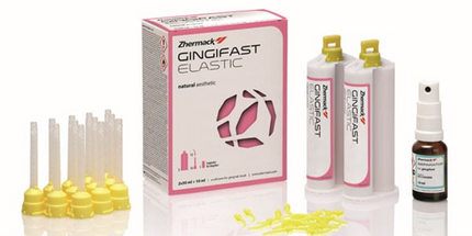 Gingifast Elastic - Silicone Removable Gingival Mask: 2 - 50 mL Cartridges, 12 Mixing tips, 12 Oral tips and 10 mL Separator.