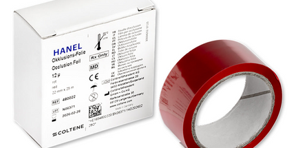 Hanel Occlusion Foil One-Sided Red 12 Microns 22 Mm X 25 M Roll 7/8" 82Ft For Precise
