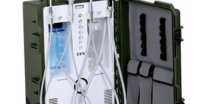 Portable Dental System 4 Hole Tubings, 110V/(With Suction) & Transportation Case On Wheels