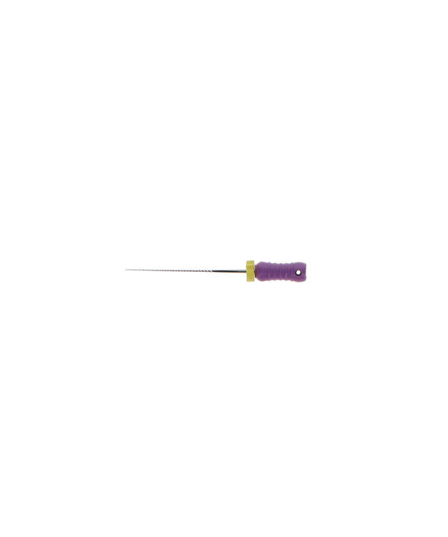 Stainless Steel K-File with Plastic Handle & Endo Stop, 25 mm, 0.02 Taper, # 10, Purple, 6/Pk, MK2510
