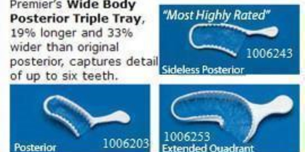 Premier - Triple Tray - 3/4 Arch Bite Trays, Box of 35