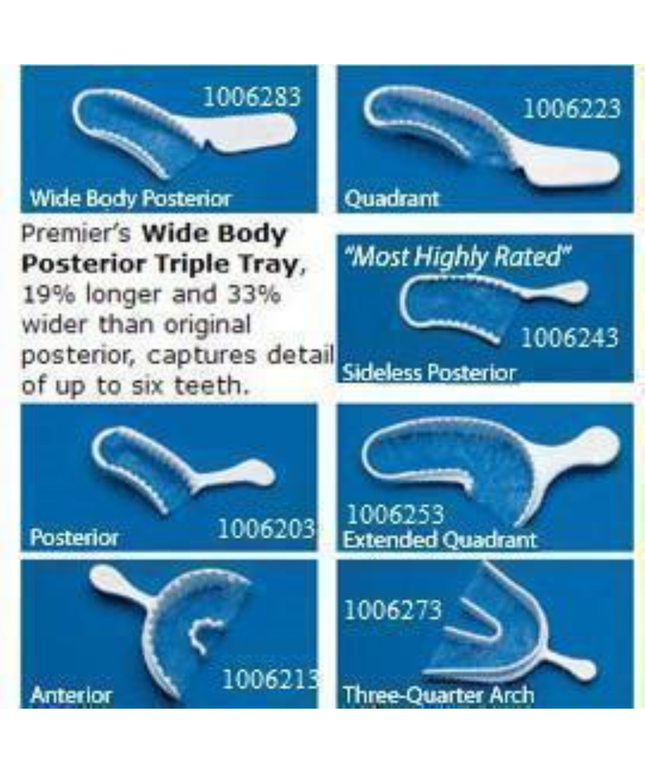 Premier - Triple Tray - 3/4 Arch Bite Trays, Box of 35