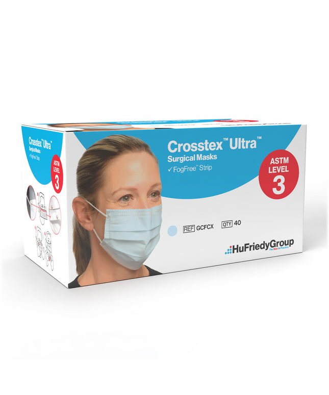 Crosstex - Ultra FogFree Earloop Mask 40/Box Blue - Level-3