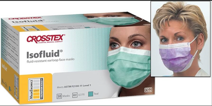 Crosstex - Isofluid - Face Mask - Earloop 50-box - Teal