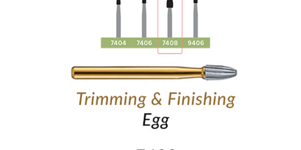 Coltene - Alpen Carbide 7408 Egg Shape - 12 Flute Fg 5Pk