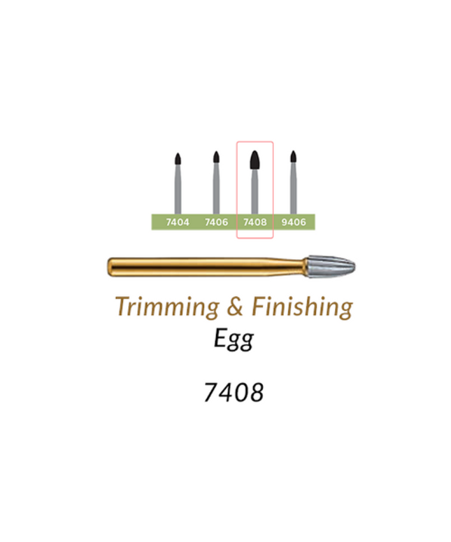 Coltene - Alpen Carbide 7408 Egg Shape - 12 Flute Fg 5Pk
