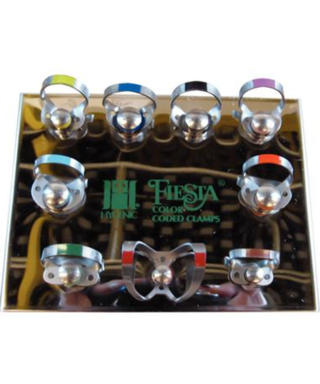 Coltene - Hygenic Fiesta 9 Wingless Color Coded Clamp Pak. Pak contains: 1 Color-Coded