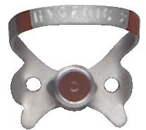 Coltene - Hygenic Fiesta Color Coded Clamps. #2 (brown) winged metal dam clamp. Premolars