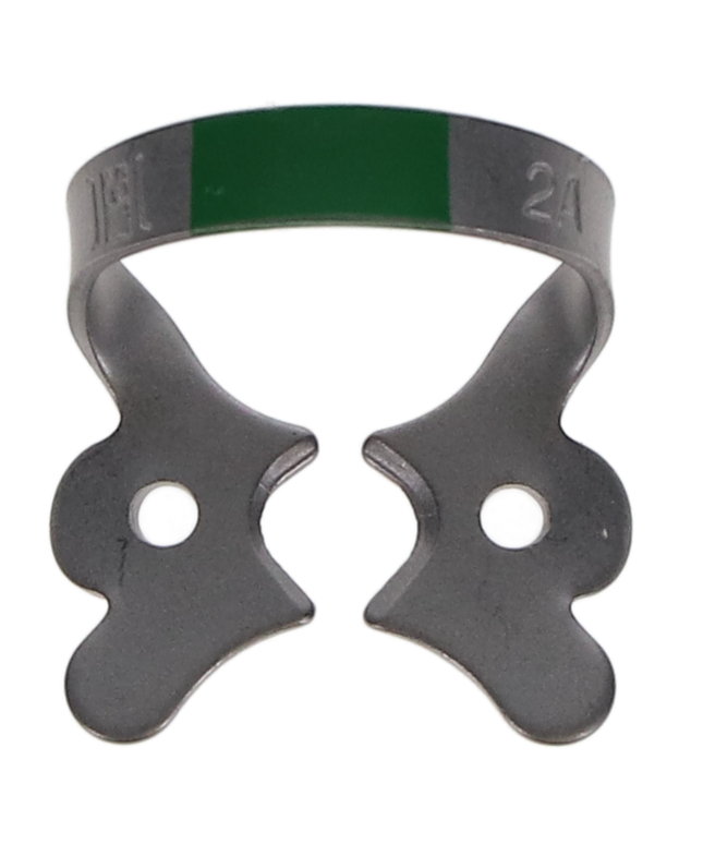 Coltene - Hygenic Fiesta Color Coded Clamps. #2A (green) winged metal dam clamp