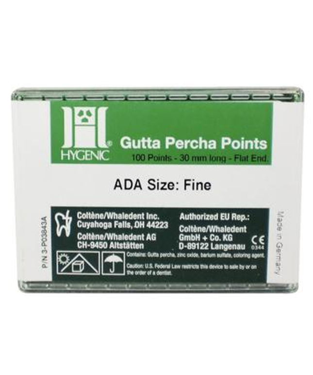 Coltene - Hygenic Fine Gutta Percha Points, box of 100 individual natural color points