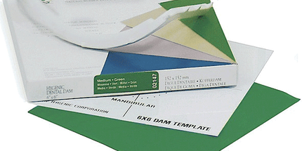 Coltene - Hygenic 6" x 6" Medium Green Non-Latex Dental Dam, Package of 75