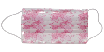 Cranberry - BeeSure Earloop Masks Hibiscus Floral Pink 50/Bx ASTM 2