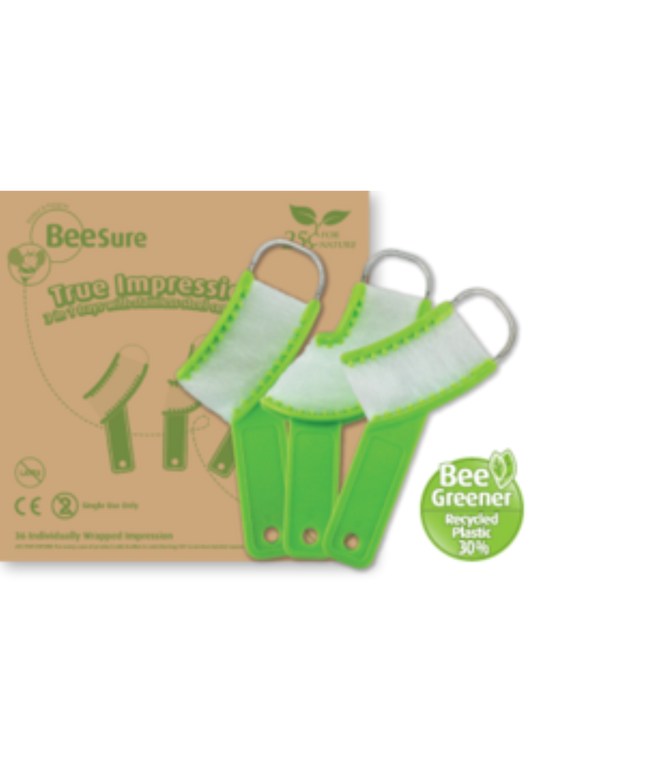 BeeSure True Impression 3 in 1 Trays, Sideless, Shape, Green (Pack of 36)