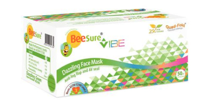 Cranberry - Vibe Face Masks ASTM 3 50/Bx Dazzling Green