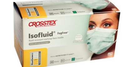 Crosstex - Isofluid FogFree Earloop Mask 40/Bx Turquoise - Level-1