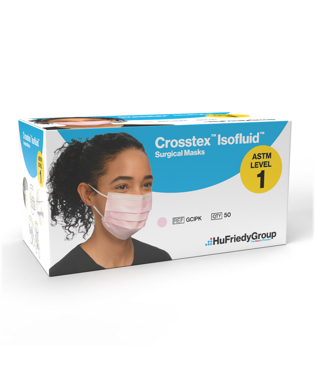 Crosstex - SecureFit Isofluid Earloop Mask Pink 50/Bx ASTM 1