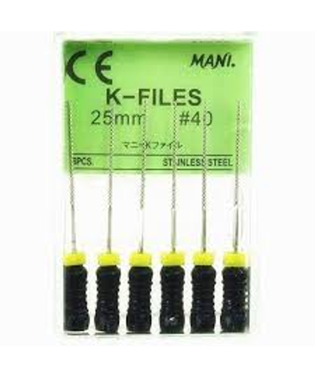 Stainless Steel K-File with Plastic Handle & Endo Stop, 25 mm, 0.02 Taper, # 40, Black, 6/Pk, MK2540