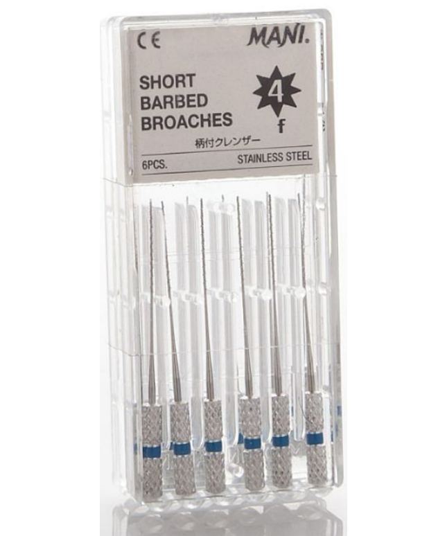 Mani - Short Barbed Broaches #4 Fine 6/Pk