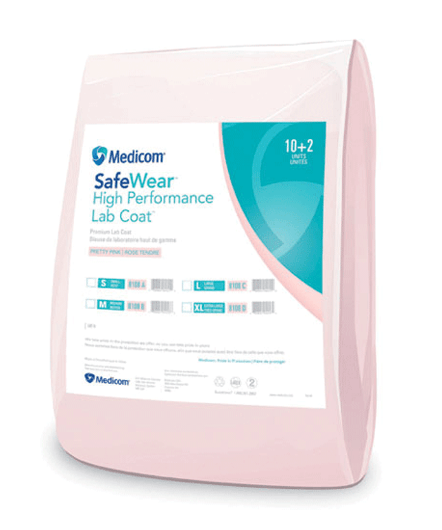 Medicom - SafeWear Hi-Perform Lab Coat Pink Small 12/Pk