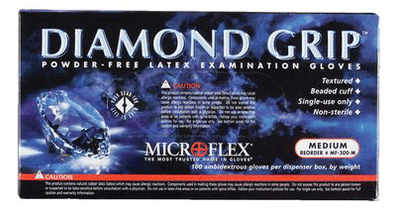Microflex - Diamond Grip PF Latex Gloves Large 100/Bx