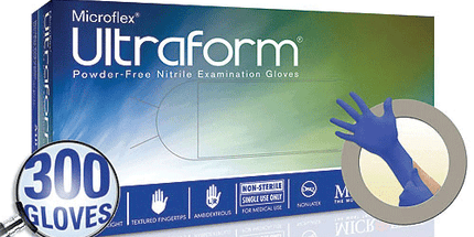 Microflex - Ultraform Cobalt Blue Nitrile Gloves Large 300/Box