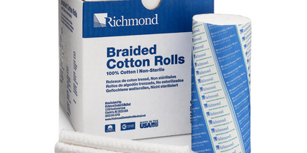 Richmond - Cotton Rolls Braided 6" x 1/2 " Large N/S 100/Bx