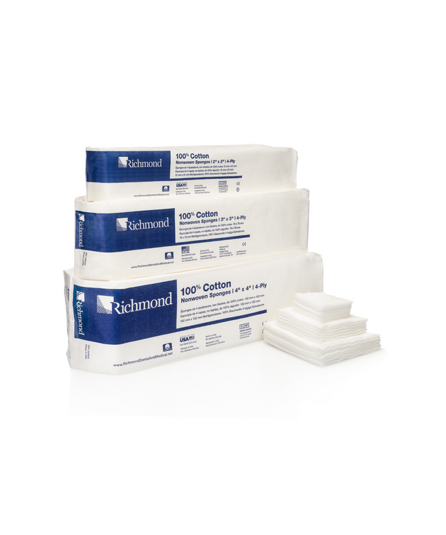 Richmond - 100% Cotton Nonwoven Sponges N/S 4x4 4-Ply 2000/Case