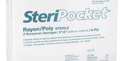 Richmond - SteriPocket Rayon/Poly Nonwoven Sterile 2x2 8-Ply 2/Pk x 200 Pks/Box
