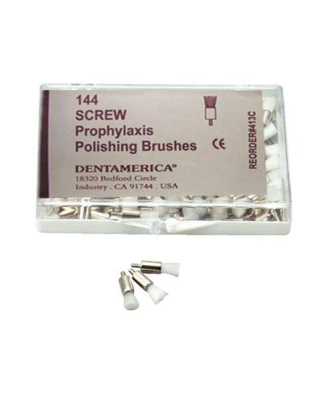 Screw Prophy Brushes (Metal Shank, Flat)