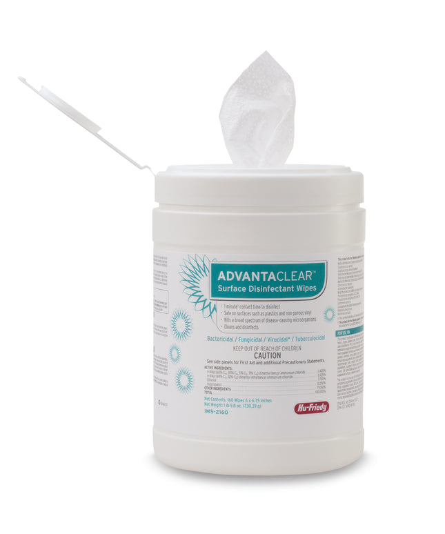 Hu-Friedy - AdvantaClear Surface Disinfectant Wipes 160/Can